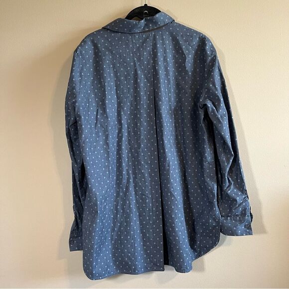 ✨ Lafayette 148 Women’s Blue Polka Dot Button Down Shirt Top Small - Picture 9 of 10